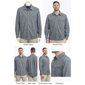 prAna Mens Shirt Large Gray Button Up Outdoor Casual Hiking Short Sleeve Camping